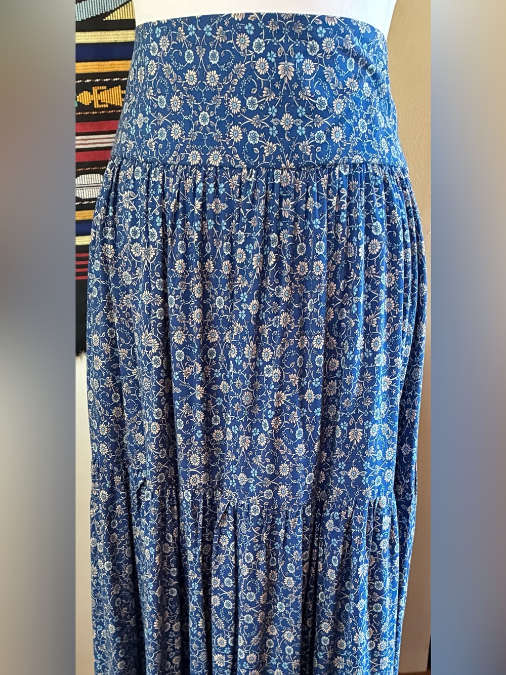 NATURAL LIFE Blue Floral Tiered Maxi Skirt - Picture 2 of 11